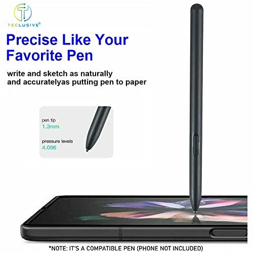 T Teclusive Smart Stylus Pen Compatible for Galaxy Z Fold 5 / Fold 4 | Auto Pop up Stylus Tip | Direct Use Pen for Main Screen - Black - Image 2
