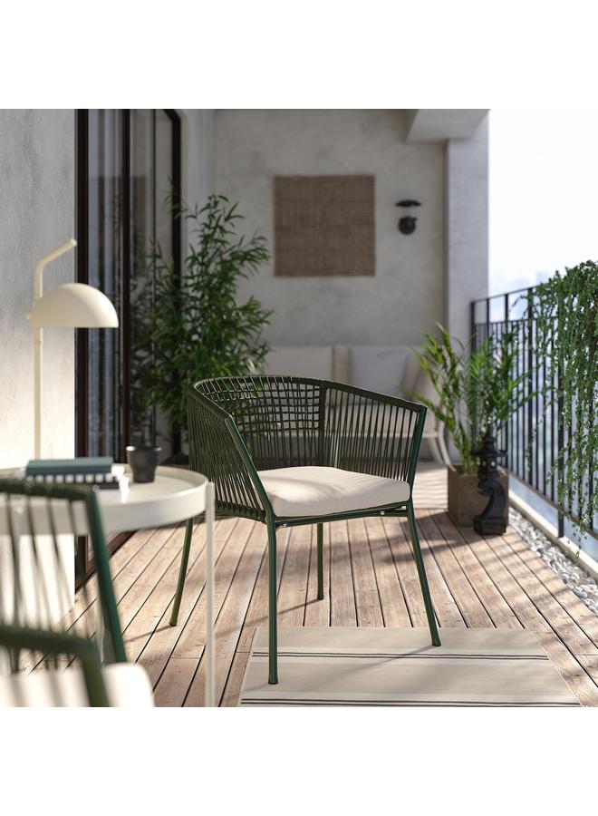 Zaboon Chair with armrests, outdoor, dark green - Image 2