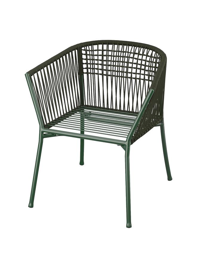 Zaboon Chair with armrests, outdoor, dark green - Image 1