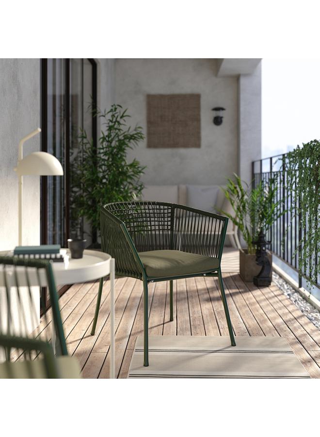 Zaboon Chair with armrests, outdoor, dark green - Image 3