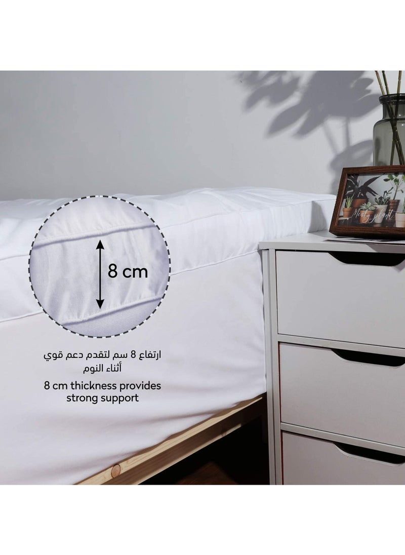 Donetella Hotel Collection Down Alternative Mattress Topper King Size With Fitted Style Cotton Pillow Top And 1000 GSM Filling, Off White 200x200cm  - Image 5