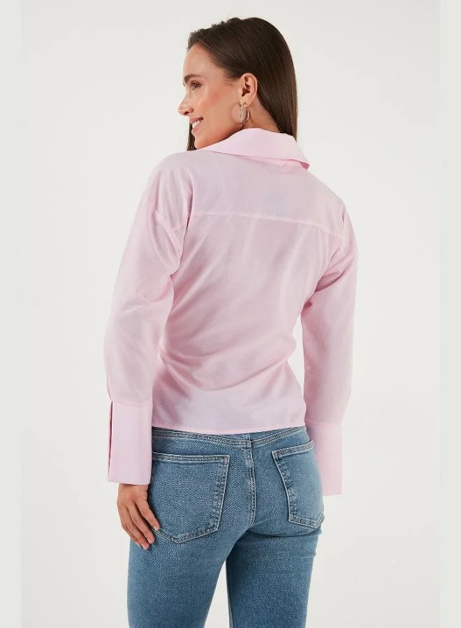Lela  Lela Cotton Regular Fit Long Sleeve Tie Detail Shirt Women's SHIRT 65200538 for Women | Best Price UAE
