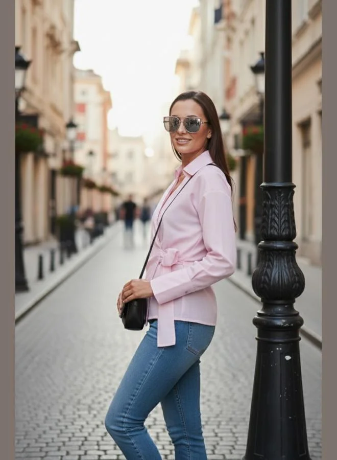 Lela  Lela Cotton Regular Fit Long Sleeve Tie Detail Shirt Women's SHIRT 65200538 for Women | Best Price UAE