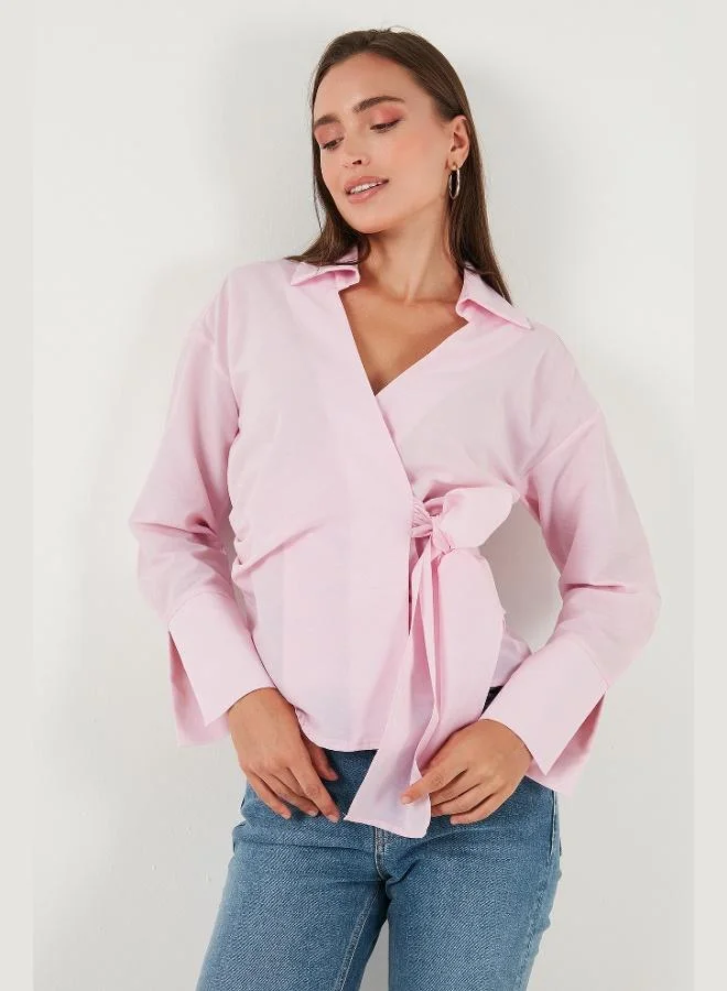Lela  Lela Cotton Regular Fit Long Sleeve Tie Detail Shirt Women's SHIRT 65200538 for Women | Best Price UAE
