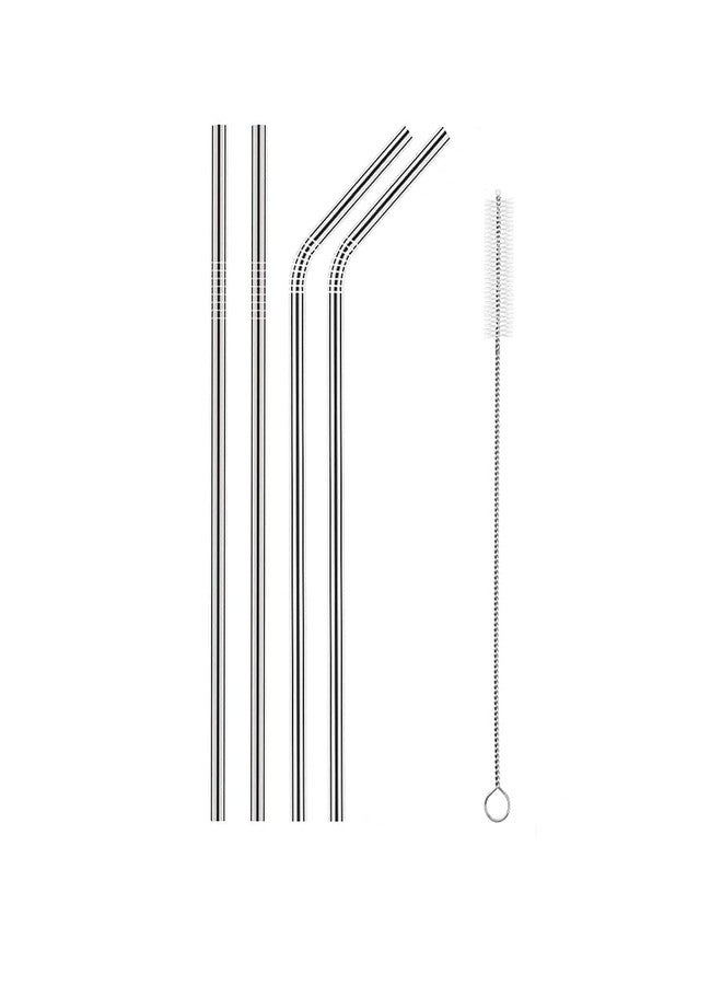 Decorcrafts� Reusable BPA-Free Stainless Steel Metal, Thick, Long, Dishwasher Safe Stainless Steel Drinking Straws, 8.5 Inches Pack of 5 Pieces (2 Bend and 2 Straight and 1 Cleaning Brushes) - Image 2