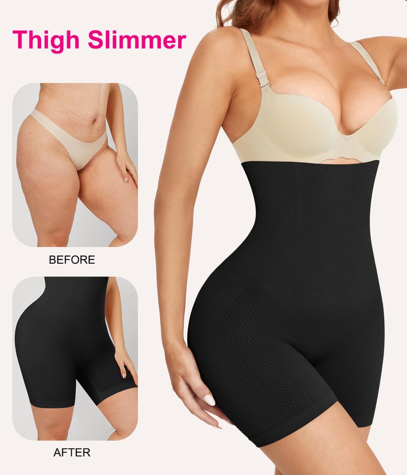 Nebility Women Waist Trainer Shapewear Tummy Control Body Shaper Shorts Hi-Waist Butt Lifter Thigh Slimmer (XL/2XL, Black) - Image 5
