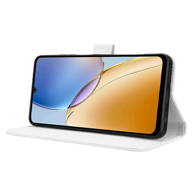 إيروريكس جراب هاتف جلدي بنسيج ماسي لهاتف ZTE Blade A56 4G (أبيض) - Image 5