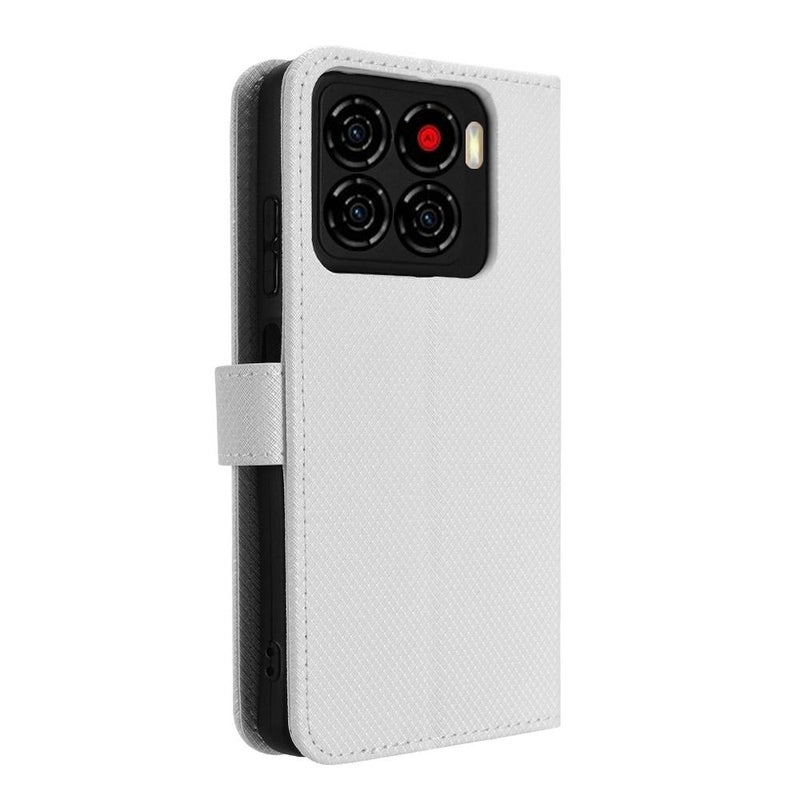 إيروريكس جراب هاتف جلدي بنسيج ماسي لهاتف ZTE Blade A56 4G (أبيض) - Image 3