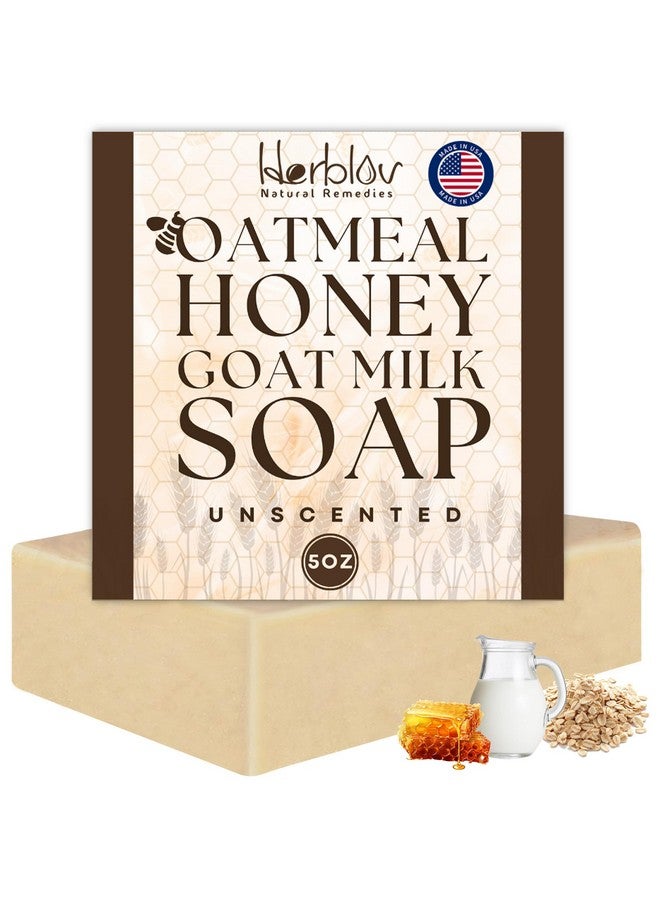 هيربلوڤ صابون الشوفان - صابون الشوفان الطبيعي وحليب الماعز والعسل - غسول للوجه والجسم لعلاج الأكزيما والصدفية وتخفيف جفاف البشرة وحكة البشرة الحساسة - صابون بدون رائحة رائع للأطفال والرضع - مصنوع يدويًا في الولايات المتحدة الأمريكية - Image 1