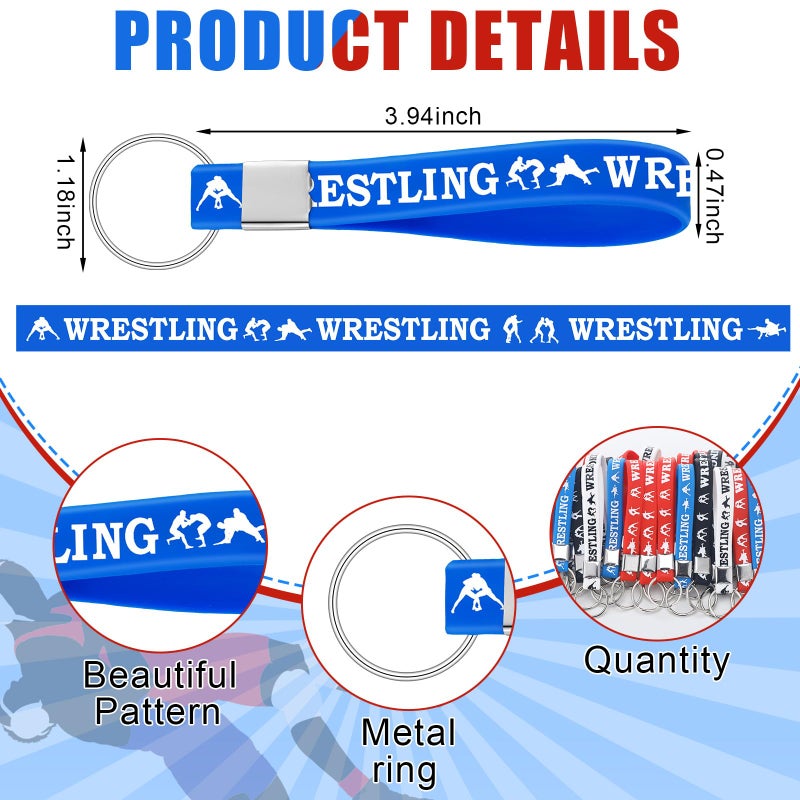 Equsion 48 Pcs Wrestling Keychains Gifts Bulk Wrestling Senior Night Party Favors Birthday Decorations Stretchable Silicone Keyrings Grapple Game Party Supplies for Boys Girls - Image 2