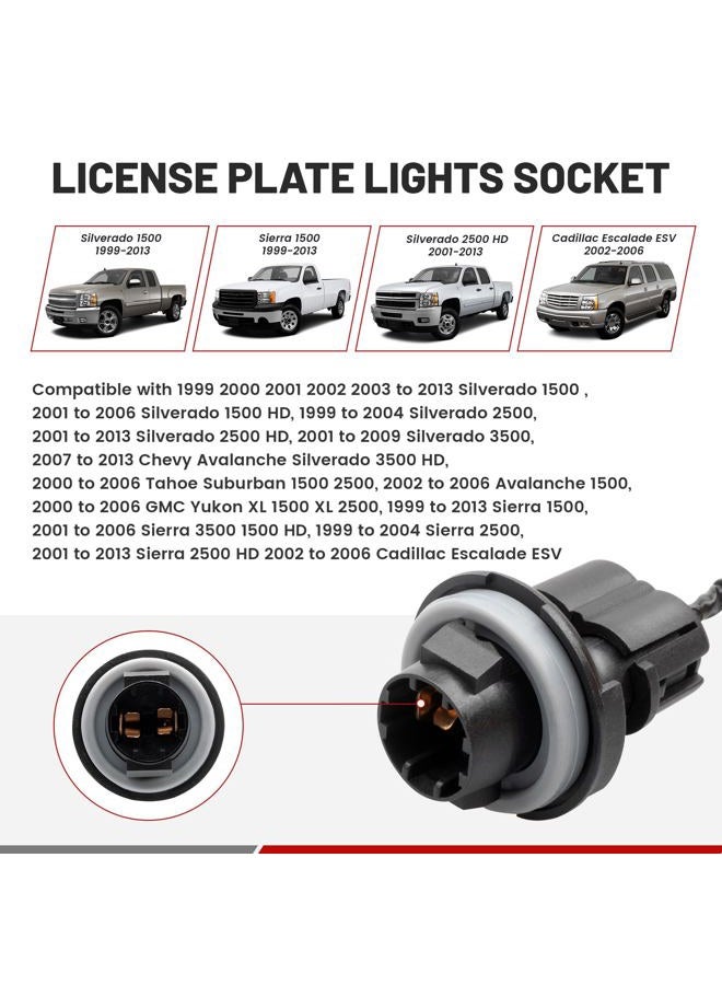 RED WOLF License Plate Light Pigtail Socket Rear Lamp Wire Harness Assembly Pack of 2 Compatible with Silverado Sierra Avalanche Suburban Escalade Yukon GMC - Image 3