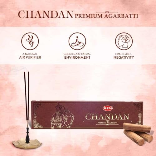 Hem Chandan Premium Masala Agarbatti | Relax in The Soothing Essence of Sandalwood | Perfect for Pooja, Meditation & Aromatherapy | Burning Time: 35-40 Minutes | 2 Boxes, 10 Sticks Each - Image 2