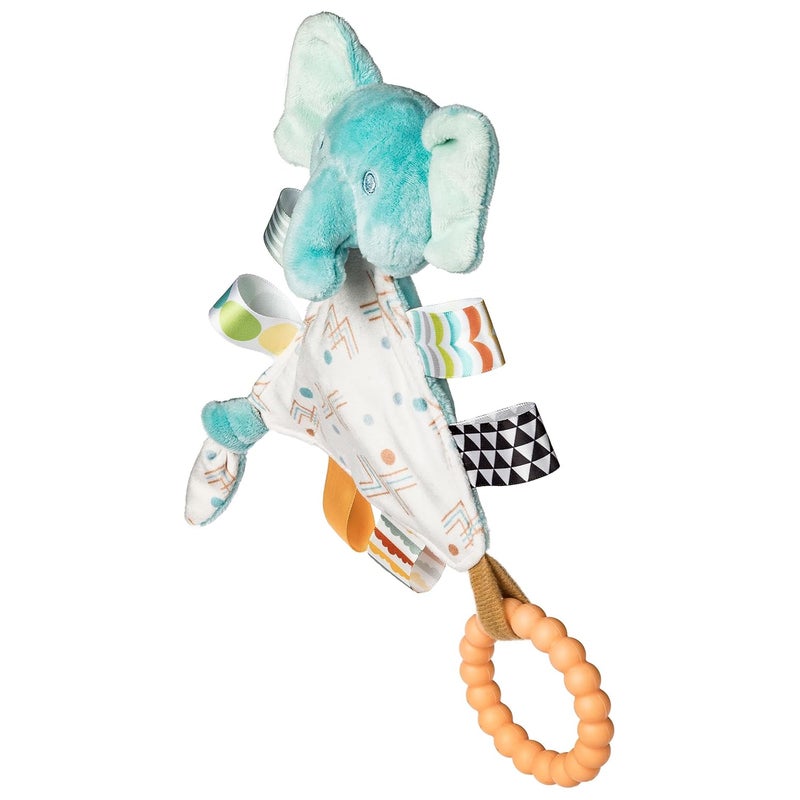 Mary Meyer Taggies Teething Toys Baby Rattle Portable Triangle Activity Toy with Sensory Tags 6Inches Elephant - Image 2