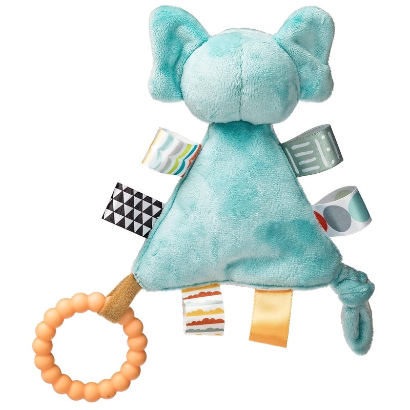 Mary Meyer Taggies Teething Toys Baby Rattle Portable Triangle Activity Toy with Sensory Tags 6Inches Elephant - Image 3