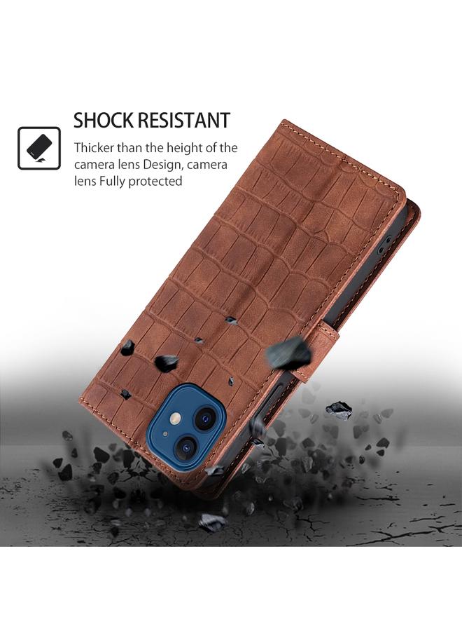 S-TOP Case For iPhone 16 Plus Skin Feel Crocodile Magnetic Clasp Leather Phone Case - Image 4