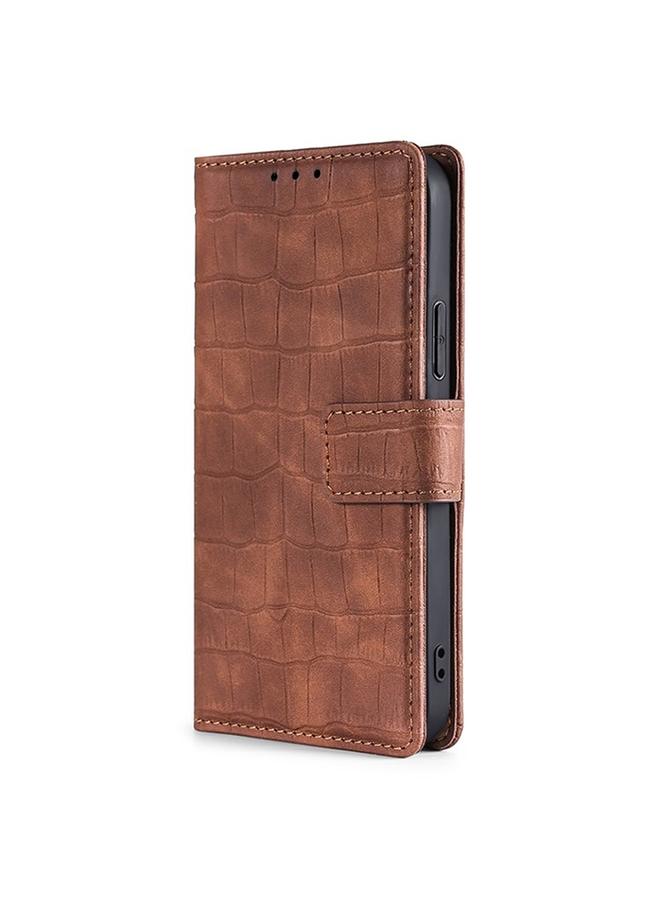 S-TOP Case For iPhone 16 Plus Skin Feel Crocodile Magnetic Clasp Leather Phone Case - Image 2