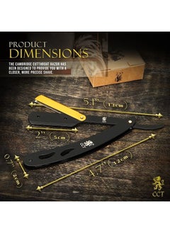 ® Straight Edge Razor Kit with 10 Blades Stainless Steel Black & Gold Professional Barber Cut Throat Razor, Premium Mens Single Blade Razor, Beard Shaper, Travel Pouch Included