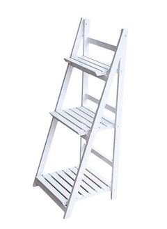 Wooden Garden Modern Foldable Book Shelves Rack Display Storage Stand Three Layers Flower Plant Pot Holder Shelf Solid Wood Free Standing Ladder Design Indoor Outdoor