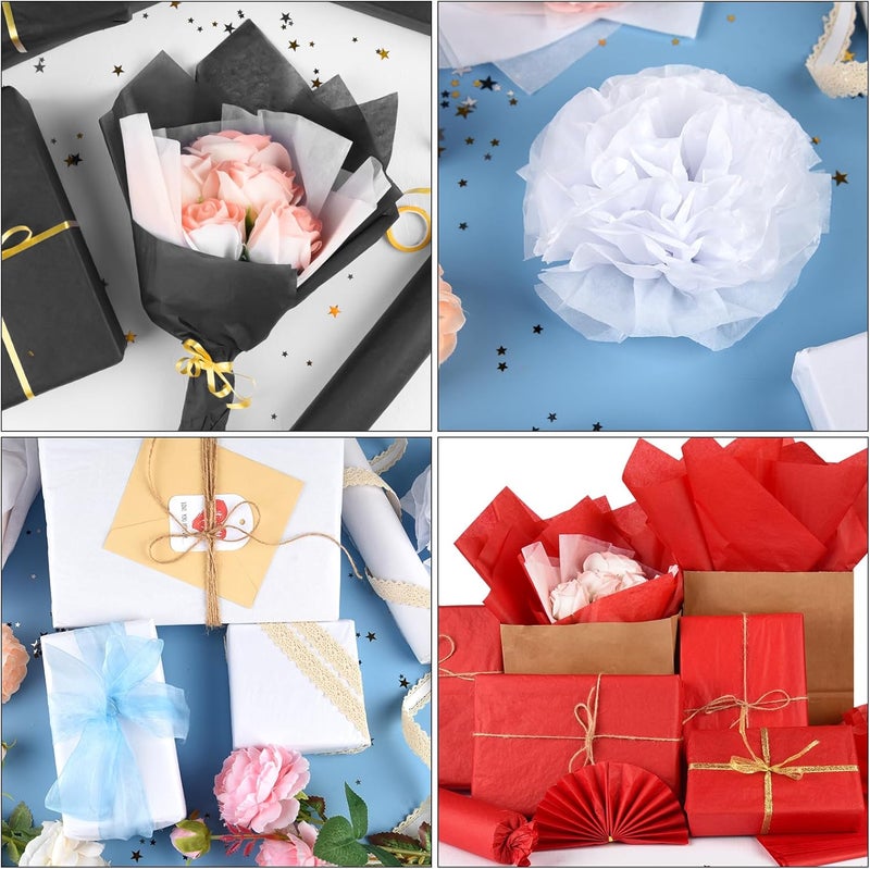 PLULON 60 Sheets Red Black White Tissue Paper Wrap Paper Bulk for Gift Bags, Gift Wrapping 14 x 20 Inch for Packaging Small Gift Bag Box Art Crafts Birthday Wedding Mermaid Party Favor Decor - Image 4