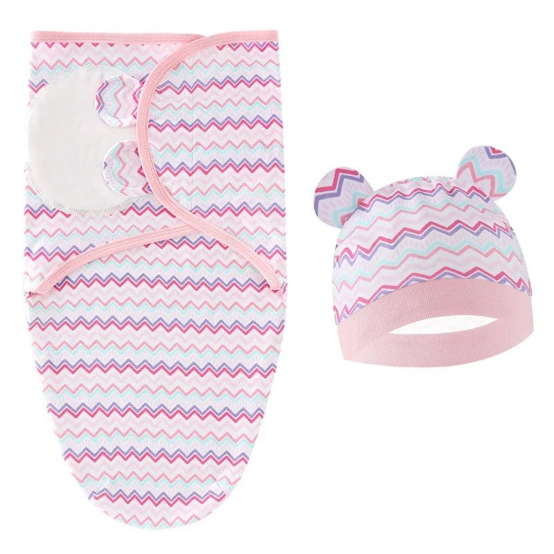 Bluejw Baby Swaddle Wrap with Hat Set - Soft Cotton Swaddle Blanket for Newborn Infant Sleep (Swaddlers) - Image 5