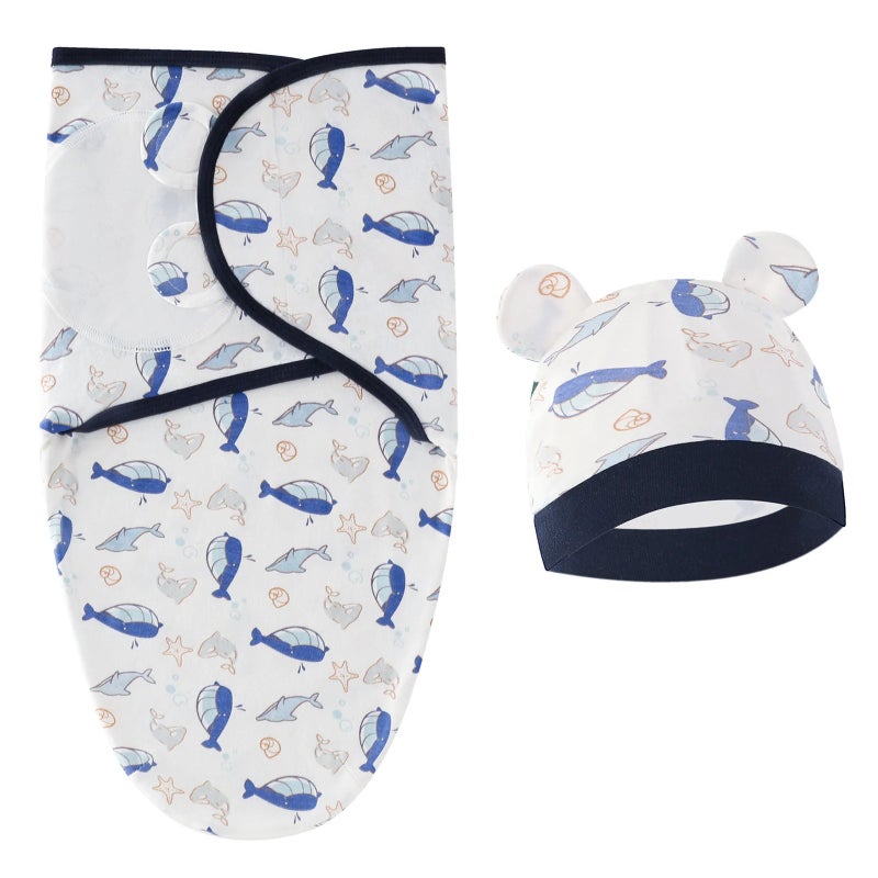 Bluejw Baby Swaddle Wrap with Hat Set - Soft Cotton Swaddle Blanket for Newborn Infant Sleep (Swaddlers) - Image 2