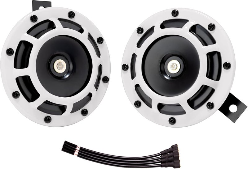 banhao Car Horn12v Waterproof Double Horn, Used for Trucks, Trains and Ships, Electric Snails for Cars, Motorcycles, Alternative Electronic Parts for Cars and Horns for Trains (12V, White car horn) - Image 1