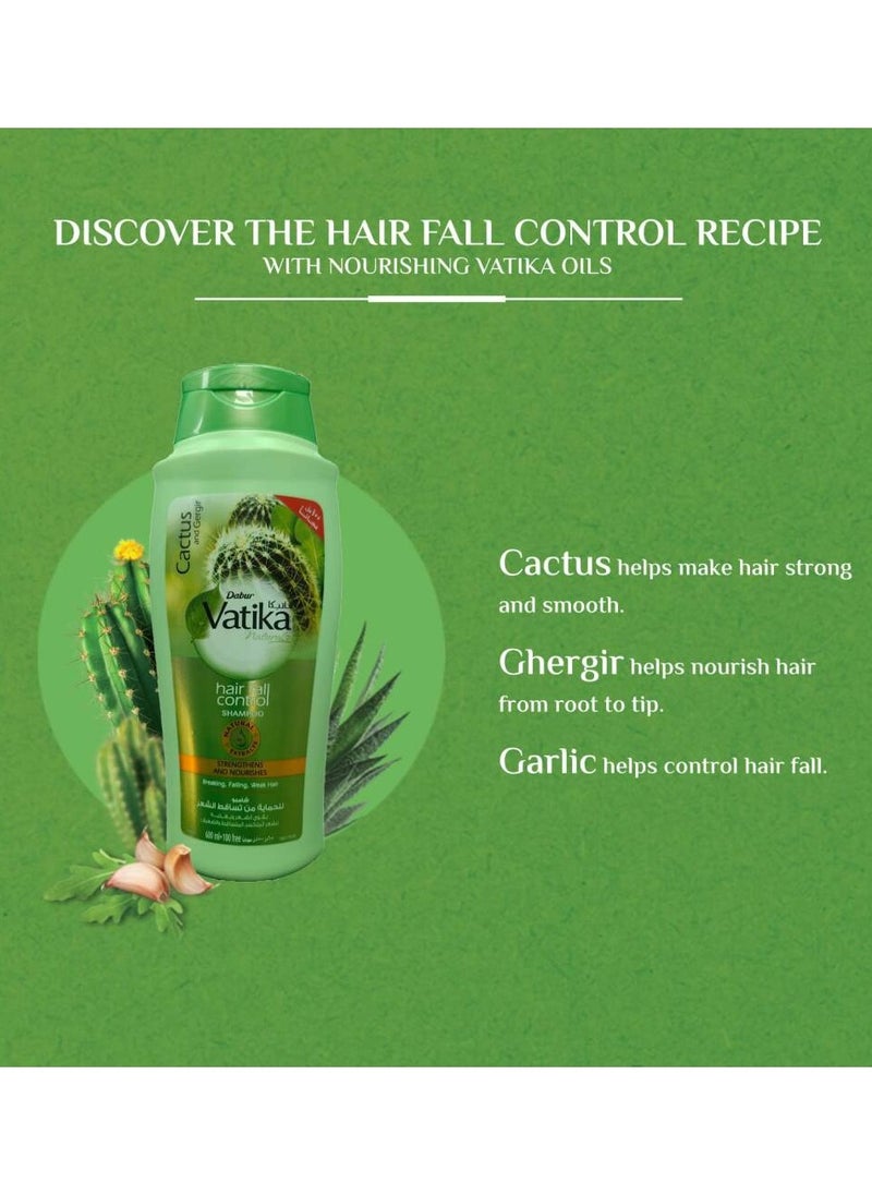VATIKA Vatika Naturals Hair Fall Control Shampoo Cactus & Gergir 600 ML  - Image 3