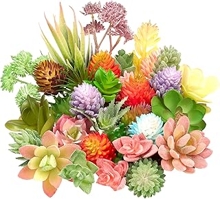 Jutom Jutom 32 Pieces Mini Artificial Succulents Realistic Artificial Succulent Plants Colorful Faux Succulents Mini Small  - Image 1