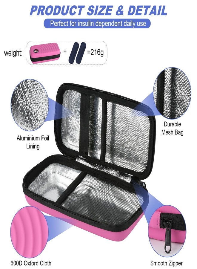CDBXPRG Insulin Cooler Travel Case,Diabetic Cold Pack Organizer Bag with 2 Reusable Ice Packs for Insulin Pen and Other Medication Diabetic Supplies Pink - Image 3