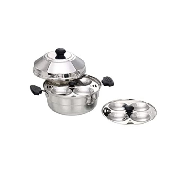Stainless Steel Idly Pot 8 Pits 2 Plates Silver 21cm - Image 2