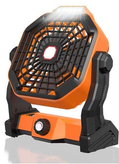 Arabest Portable Camping Fan, Rechargeable Table Fan with LED Light Design,  Desk Fan  with Hook Adjustable Speed Brightness  for Camping, Hiking, BBQ Indoor Outdoor, Home, Office, Travel (USB Powered)  - Image 1