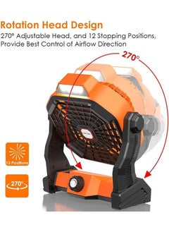 Arabest Portable Camping Fan, Rechargeable Table Fan with LED Light Design,  Desk Fan  with Hook Adjustable Speed Brightness  for Camping, Hiking, BBQ Indoor Outdoor, Home, Office, Travel (USB Powered)  - Image 4