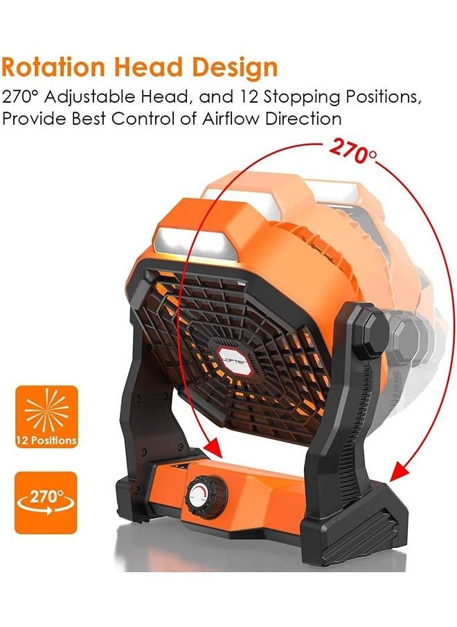 Arabest Portable Camping Fan, Rechargeable Table Fan with LED Light Design,  Desk Fan  with Hook Adjustable Speed Brightness  for Camping, Hiking, BBQ Indoor Outdoor, Home, Office, Travel (USB Powered)  - Image 4