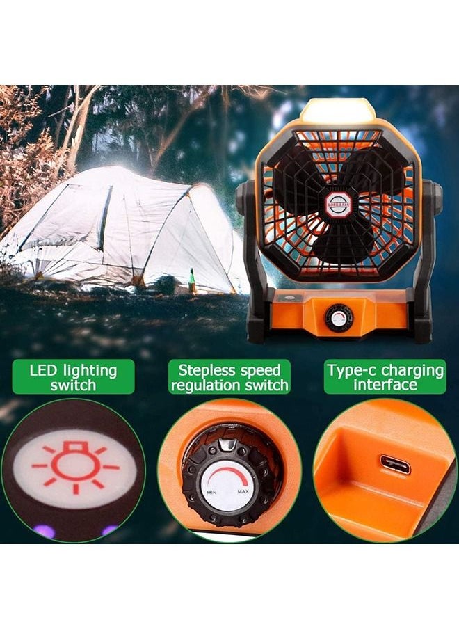 Arabest Portable Camping Fan, Rechargeable Table Fan with LED Light Design,  Desk Fan  with Hook Adjustable Speed Brightness  for Camping, Hiking, BBQ Indoor Outdoor, Home, Office, Travel (USB Powered)  - Image 5