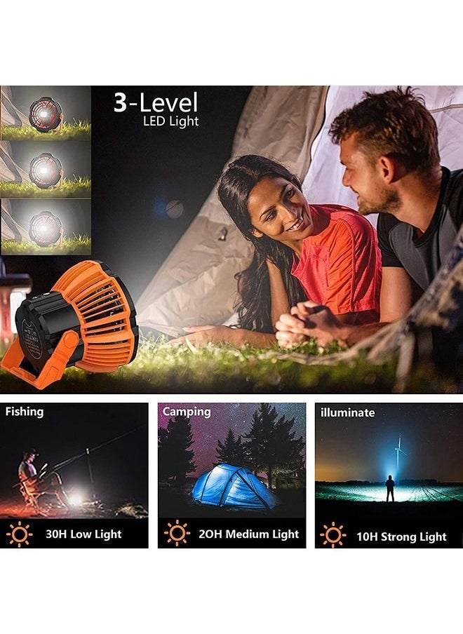Arabest Portable Camping Fan, Rechargeable Table Fan with LED Light Design,  Desk Fan  with Hook Adjustable Speed Brightness  for Camping, Hiking, BBQ Indoor Outdoor, Home, Office, Travel (USB Powered)  - Image 3