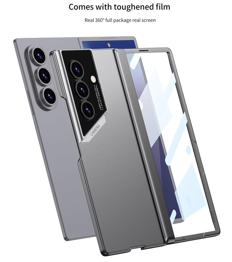 Midkart Thin Magnetic Case Compatible with Samsung Galaxy Z Fold 7 Release 2025 with Hinge Protection Front Glass Cover and Glossy Style Camera Protection, Grey - Image 4