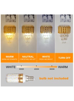 HUA QIANG WANG Modern Crystal Wall Sconce, E14 3-Tier Crystal Wall Light, Gold LED Indoor Wall Lamp, Interior Lighting Decoration for Living Room, Bedroom, Dining  - Image 2