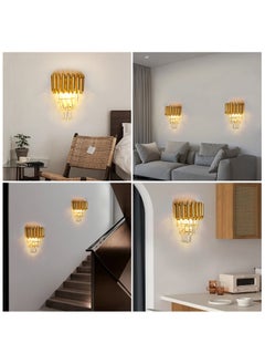 HUA QIANG WANG Modern Crystal Wall Sconce, E14 3-Tier Crystal Wall Light, Gold LED Indoor Wall Lamp, Interior Lighting Decoration for Living Room, Bedroom, Dining  - Image 4