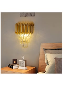 HUA QIANG WANG Modern Crystal Wall Sconce, E14 3-Tier Crystal Wall Light, Gold LED Indoor Wall Lamp, Interior Lighting Decoration for Living Room, Bedroom, Dining  - Image 5