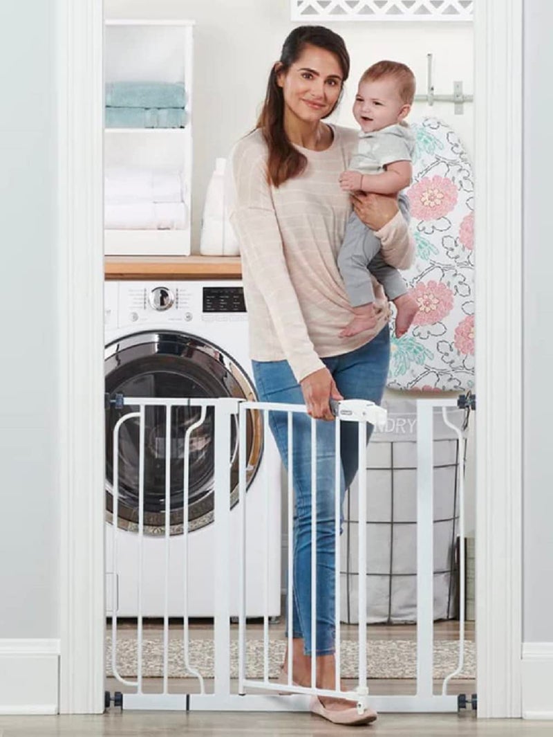 Regalo Easy Step 38.5-Inch Wide Walk Thru Baby Gate, Includes 6-Inch Extension Kit, Pressure Mount Kit, Wall Cups - Image 1