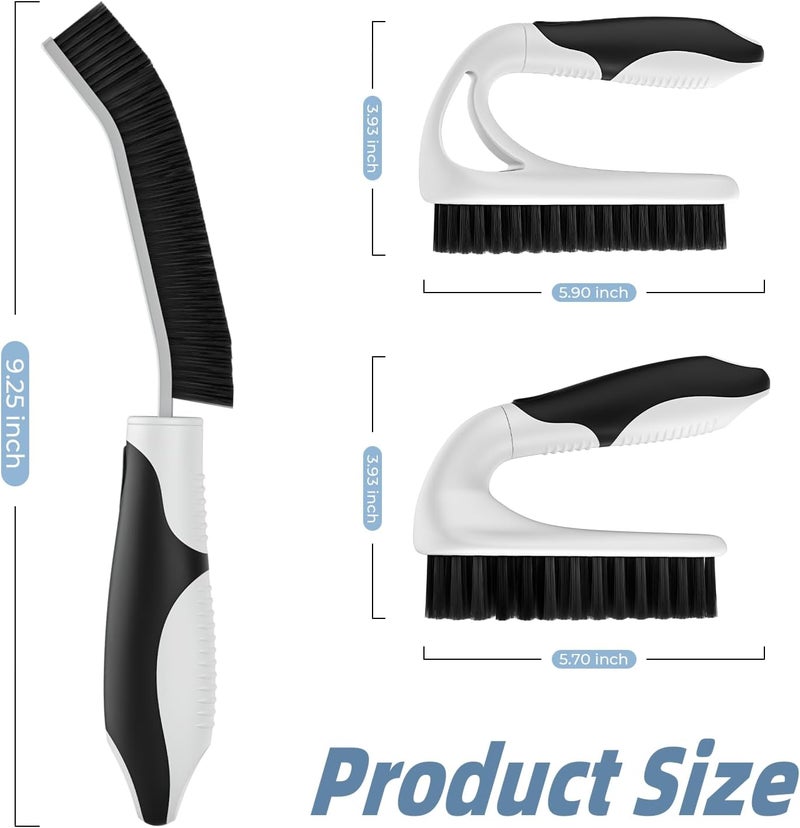 Cleangor Scrub Brush, Heavy Duty Scrubbing Brushes with Ergonomic Grip, Three Different Durable Brushes for Grout, Tile, Bathroom, Kitchen，Bathtub，Floor Cleaning (3, Black) - Image 2