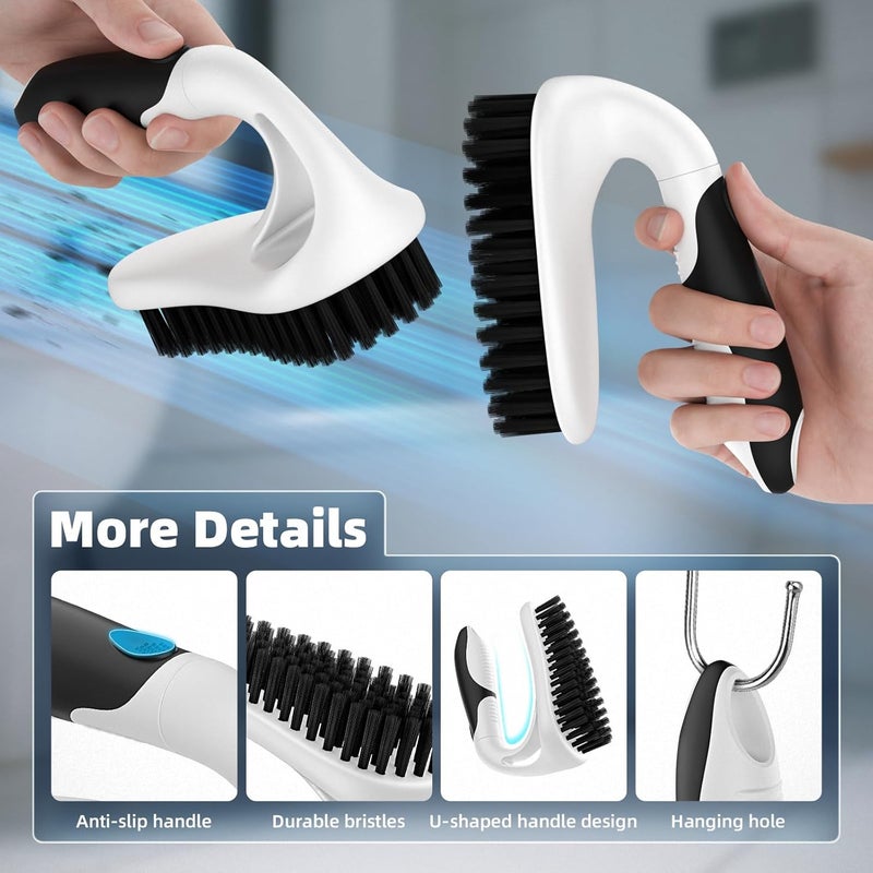 Cleangor Scrub Brush, Heavy Duty Scrubbing Brushes with Ergonomic Grip, Three Different Durable Brushes for Grout, Tile, Bathroom, Kitchen，Bathtub，Floor Cleaning (3, Black) - Image 4
