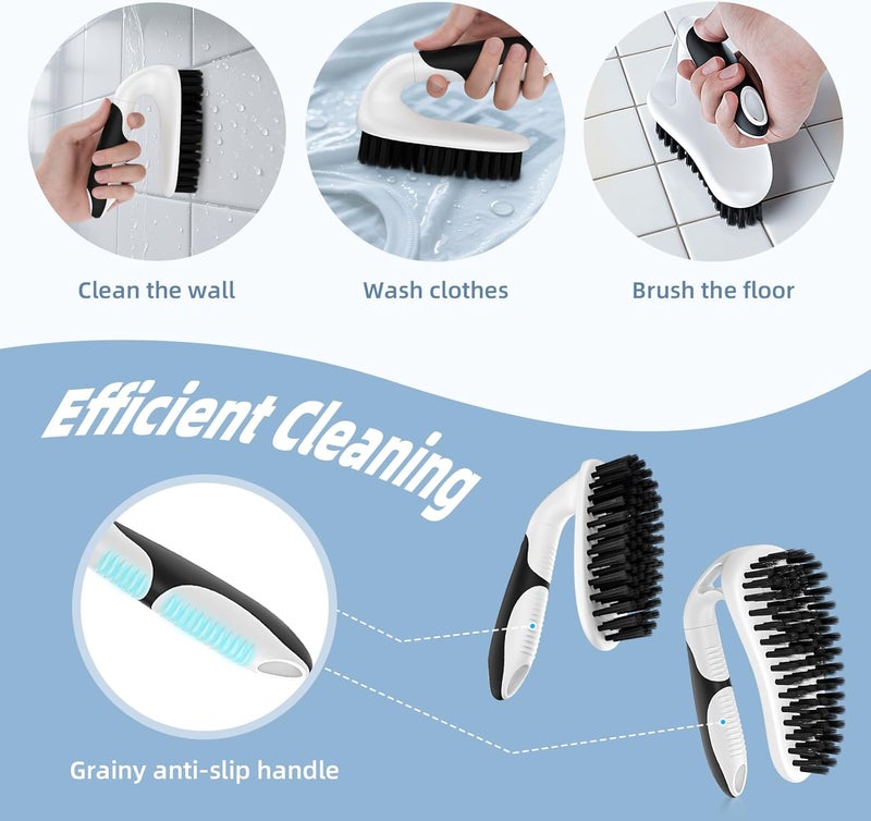 Cleangor Scrub Brush, Heavy Duty Scrubbing Brushes with Ergonomic Grip, Three Different Durable Brushes for Grout, Tile, Bathroom, Kitchen，Bathtub，Floor Cleaning (3, Black) - Image 5