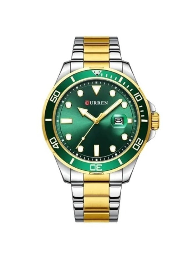 Men's Classic Luminous Analog Wrist Watch - 47 mm - Gold/Silver - Image 1