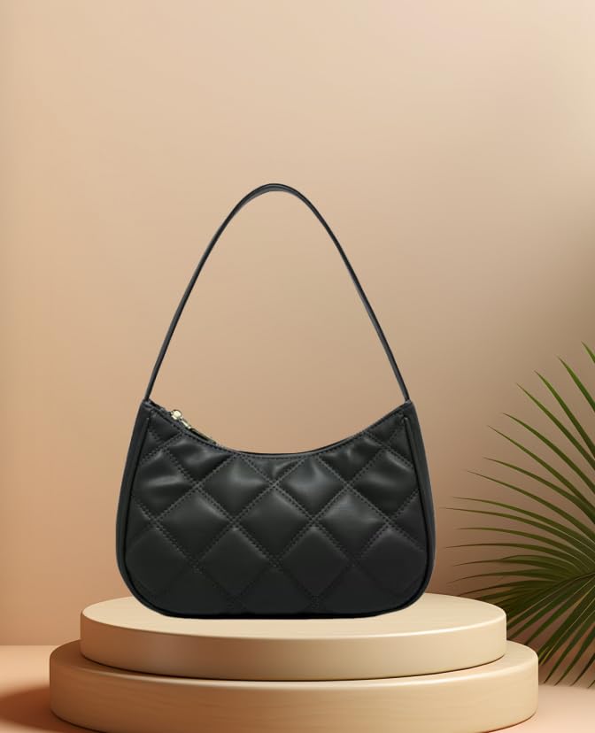 CYHTWSDJ Shoulder Bags for Women, Cute Hobo Tote Handbag Mini Clutch Purse with Zipper Closure (Black Lg) - Image 3