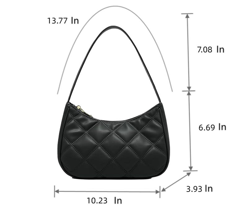 CYHTWSDJ Shoulder Bags for Women, Cute Hobo Tote Handbag Mini Clutch Purse with Zipper Closure (Black Lg) - Image 4