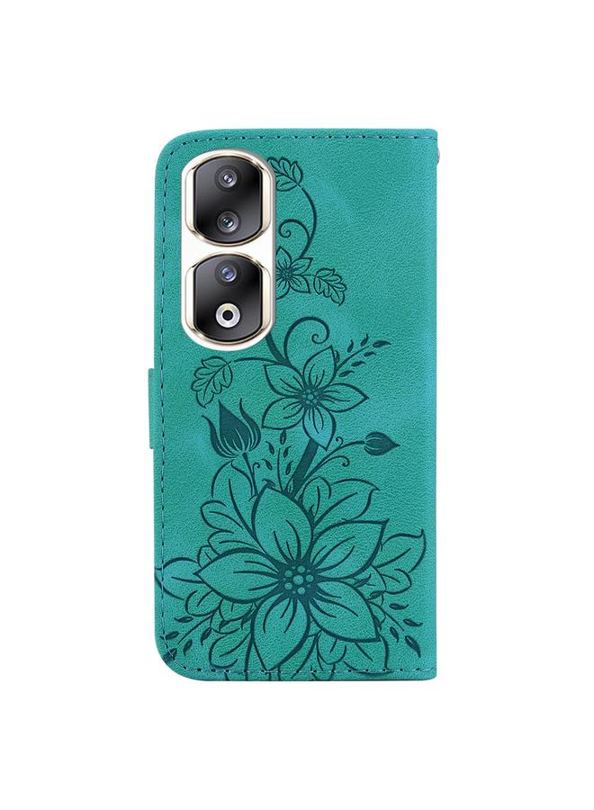 اس-توب جراب هاتف Honor 90 Pro مصنوع من الجلد المنقوش بنقشة زنبق - Image 3