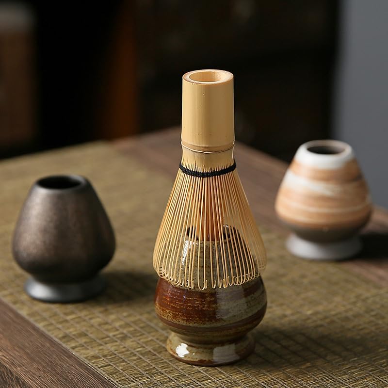 ZUHSA Matcha Tea Whisk Holder Ceramic Holder for Bamboo Matcha Chasen fit for Matcha Chasen Tea Set Accessories (Black) - Image 2