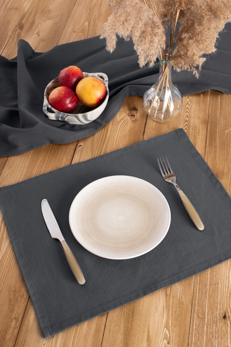 Wellstil Wellstil 6-Piece Premium Linen Gray Placemat 35 x 45