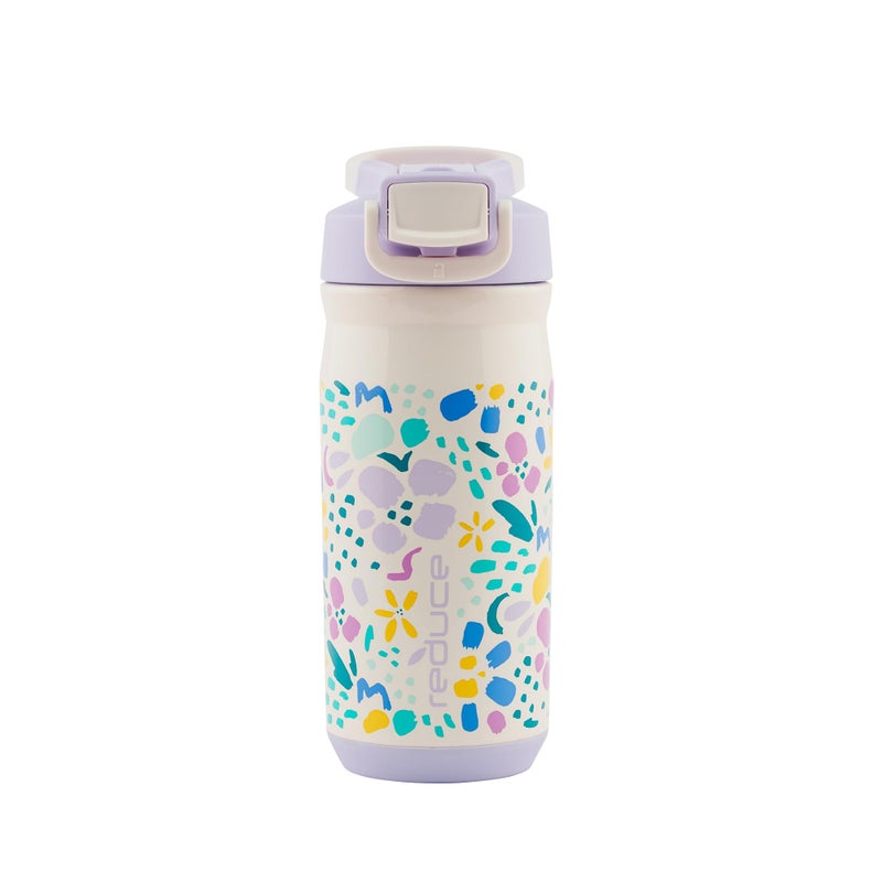 Reduce Hydrate Pro Kids 14oz Stainless Steel Insulated Water Bottle w/Straw â€“ Spill Proof Tumbler for Kids â€“ 30 Hour Cold Retention â€“ Dishwasher Safe Leak-Proof Design - Abstract Flowers - Image 1